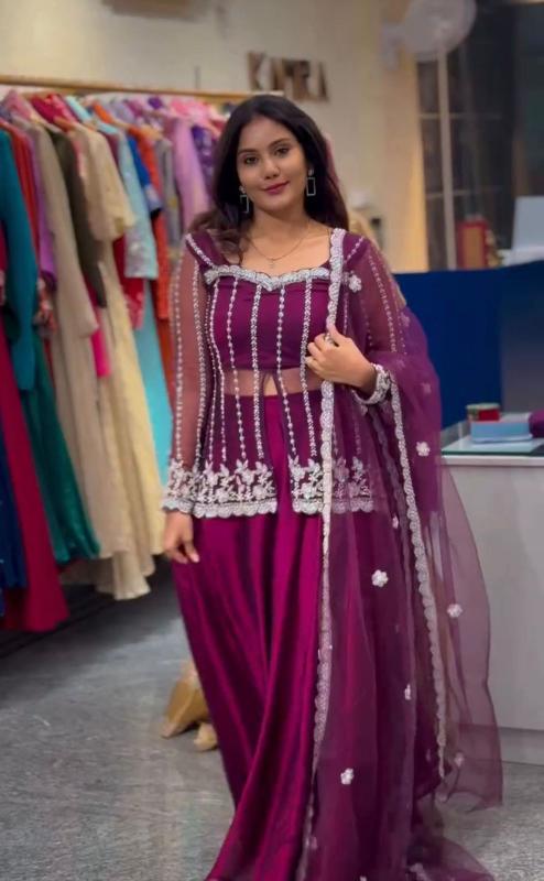 HB 251 Rangoli silk maroon Wholesale lehenga market in Chandni Chowk - wholesale export